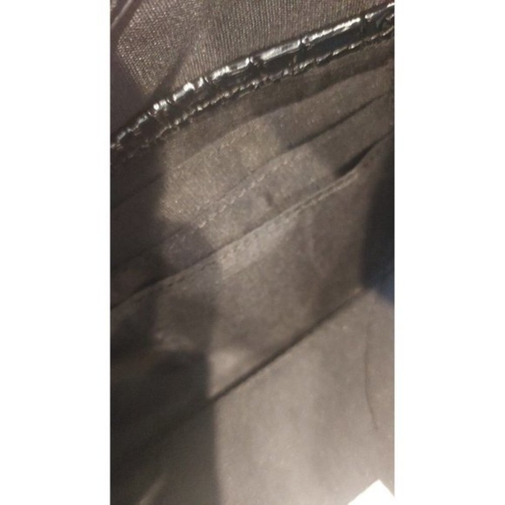 Nine West Black Patent Leather Envelope Style Clutch Black New 12" x 7" - Picture 7 of 9
